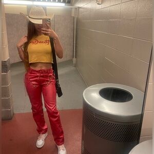 Pretty little thing leather pants red size 2